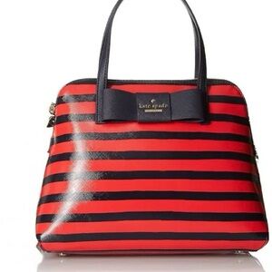 Kate Spade Black and Red Striped Satchel